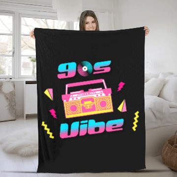 Discover 90s Vibe Retro Nostalgia Boombox Fleece Blankets