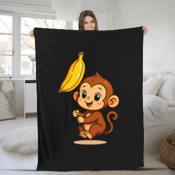 Discover Little Monkey with an Inflatable Banana Fleece Blankets