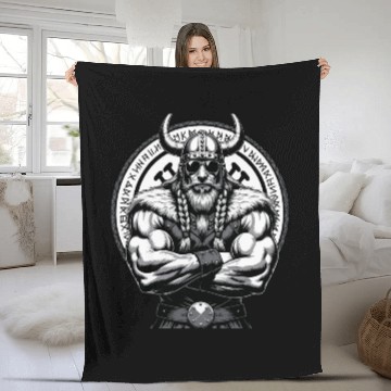 Discover Viking Warrior Man Odin Thor Norman Walhalla Fleece Blankets