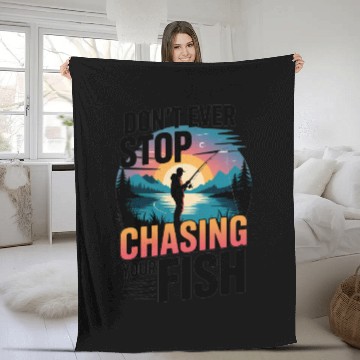 Discover Chasing Fish Sunset Illustration Fleece Blankets
