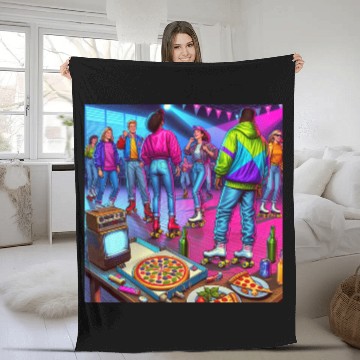 Discover Vibrant Retro Festival Gathering Fleece Blankets