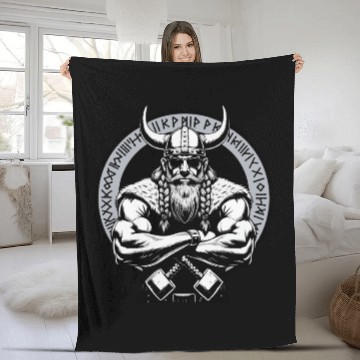 Discover Viking Warrior Man Odin Thor Norman Walhalla Fleece Blankets
