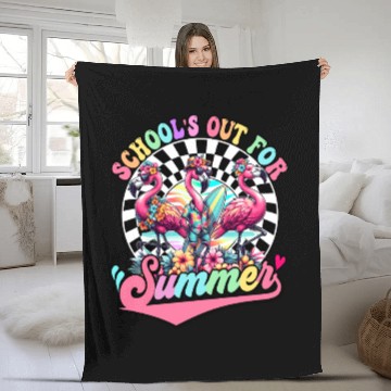 Discover Schools Out For Summer Flamingo Teaches Students Fleece Blankets