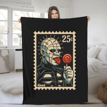 Discover stamp of a horror lollipop licker raising hell Fleece Blankets