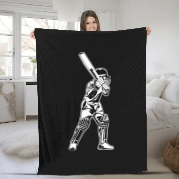 Discover Cricket Batter Sketch Fleece Blankets