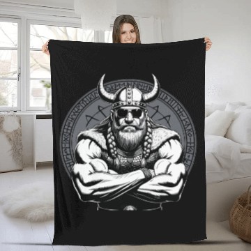 Discover Viking Warrior Man Odin Thor Norman Walhalla Fleece Blankets