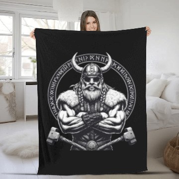 Discover Viking Warrior Man Odin Thor Norman Walhalla Fleece Blankets