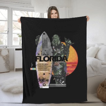 Discover Florida Coastal Adventure Surf Art Fleece Blankets
