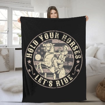 Discover Hold Your Horses, Let's Ride – Retro Cowboy Fleece Blankets