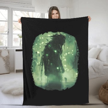 Discover Swamp Demon with Glowing Aura and Haunt Magic Fleece Blankets