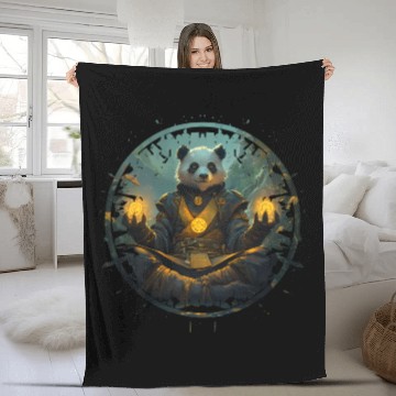 Discover Spiritual Panda With Bright Aura Fleece Blankets