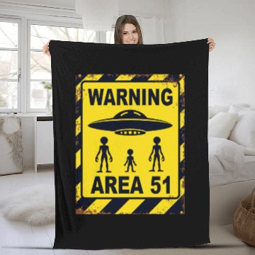 Discover Area 51 UFO Warning - Enter at your own risk Fleece Blankets