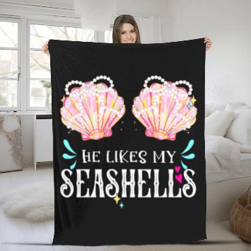 Discover She likes my Seashells summer crusin couple love Fleece Blankets
