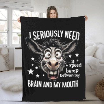 Discover Humorous Eccentric Donkey Illustration Fleece Blankets