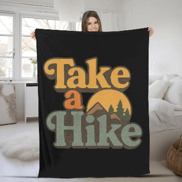 Discover Take A Hike Retro Mountain Fleece Blankets