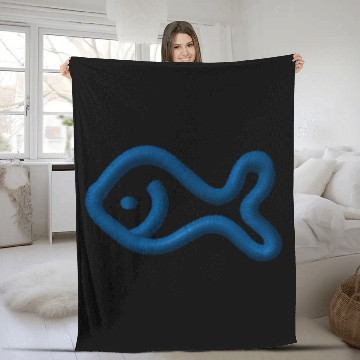 Discover Fish embroidered Fleece Blankets