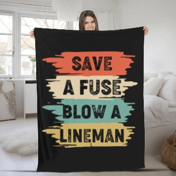 Discover Save A Fuse Blow A Lineman Fleece Blankets