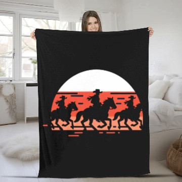 Discover Cowboy Sunset Silhouette Fleece Blankets