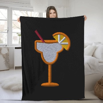Discover Cocktail orange embroidered Fleece Blankets