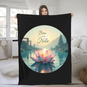 Discover Sacred Nile Lotus Fleece Blankets