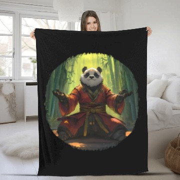Discover Meditating Panda In Bamboo Forest With Zen Energy Fleece Blankets
