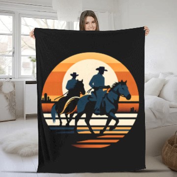 Discover Western Cowboys Silhouette Fleece Blankets