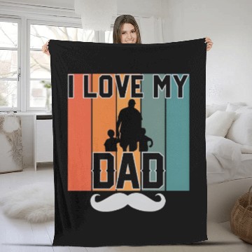 Discover Retro I Love My Dad Silhouette Design Fleece Blankets