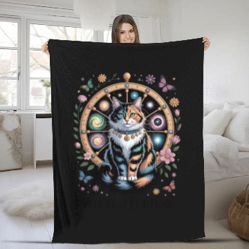 Discover Wheel of Fortune Tarot Cat Art Fleece Blankets