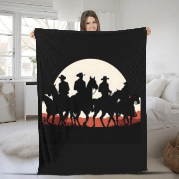 Discover Western Sunset Cowboys Fleece Blankets
