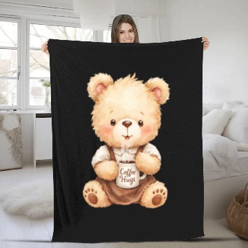 Discover Coffee Hugs - Cute Bear Cub & Cozy Drink Fleece Blankets