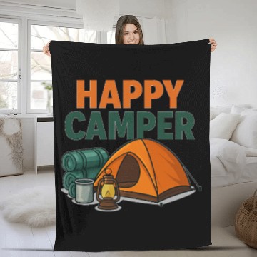 Discover Happy Camper – Cozy Camping Vibes Fleece Blankets