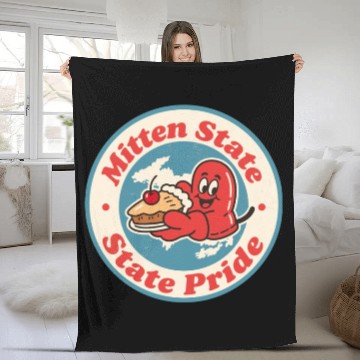 Discover Great Lakes Charm Michigan Mitten Vintage Style Fleece Blankets