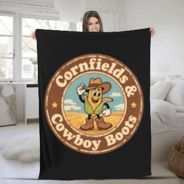 Discover Heart of Nebraska Cornfield Charm Vintage Style Fleece Blankets