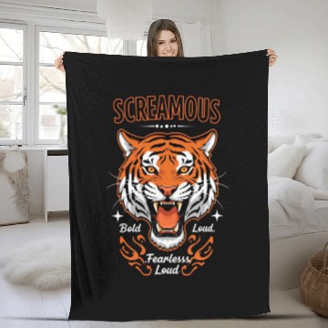 Discover Bold, fearless, and loud tiger design Fleece Blankets