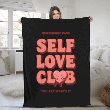 Discover Retro self love club art. You are worth it! Fleece Blankets