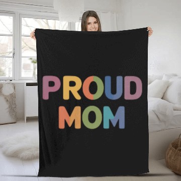 Discover Proud Mom Rainbow Text Fleece Blankets – LGBTQ Pride Ally Te
