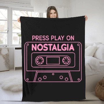 Discover Press Play Nostalgia Cassette 80s 90s Fleece Blankets