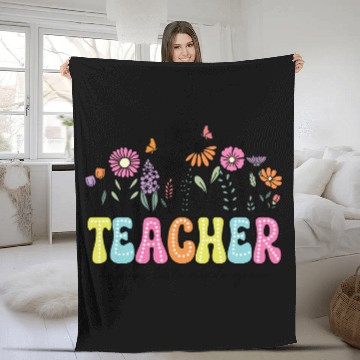 Discover Teacher Flower Floral Dalmatian Dots Fleece Blankets