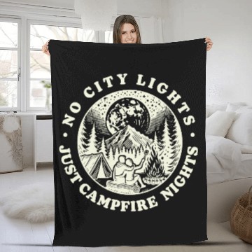 Discover No city lights just campfire lights Fleece Blankets