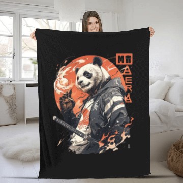 Discover Samurai Panda Warrior – Urban Anime Street Style Fleece Blankets