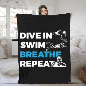 Discover Dive In Swim Breathe Repeat Fleece Blankets