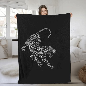 Discover Tribal Tiger Tattoo Fleece Blankets