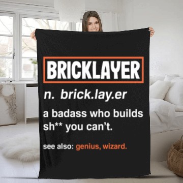 Discover Bricklayer Definition Genius Wizard Humor Fleece Blankets