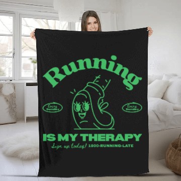 Discover Running Is My Therapy Design Fleece Blankets