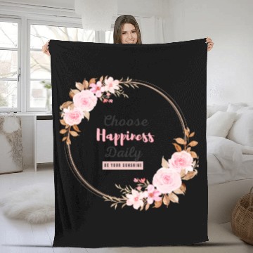 Discover Choose Happiness Floral Frame - Bloom With Joy Fleece Blankets