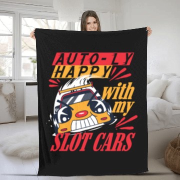 Discover Slot Car Racing RC Car Drag Racing Fleece Blankets
