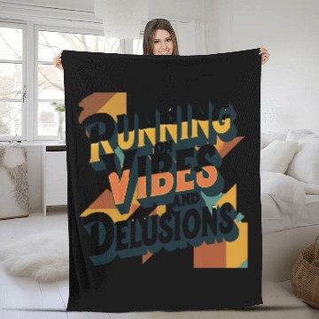 Discover Running on Vibes and Delusions – Retro Aesthetic Fleece Blankets