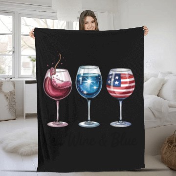 Discover 4th of July Red Wine Blue Fleece Blankets