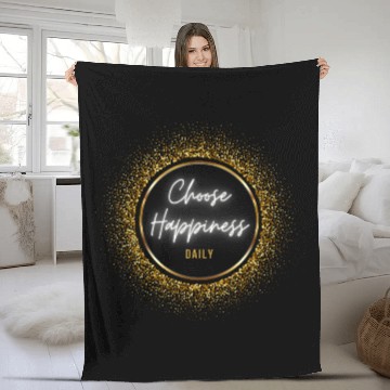 Discover Choose Happiness Quote Design - Gold Luxury Gift Fleece Blankets