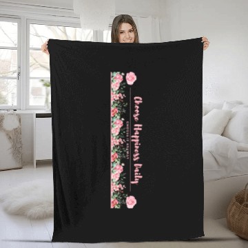 Discover Choose Happiness Quote Design - Vertical Floral Fleece Blankets